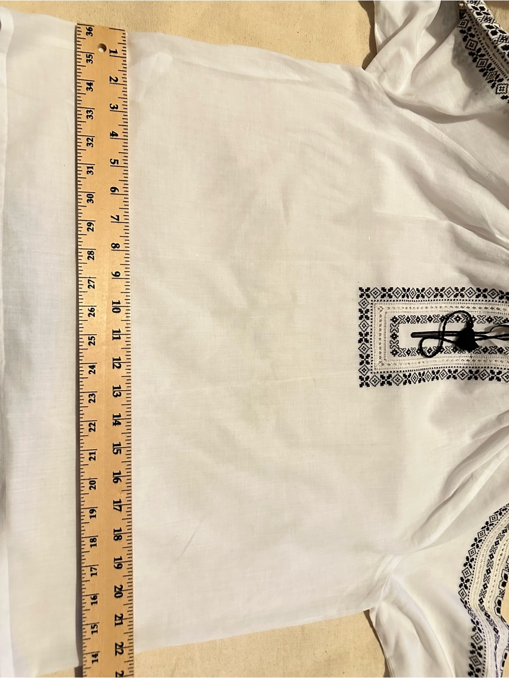 Ukraine | Top | Vintage White Top with Black Embroidered Peasant Blouse - Picture 8 of 11